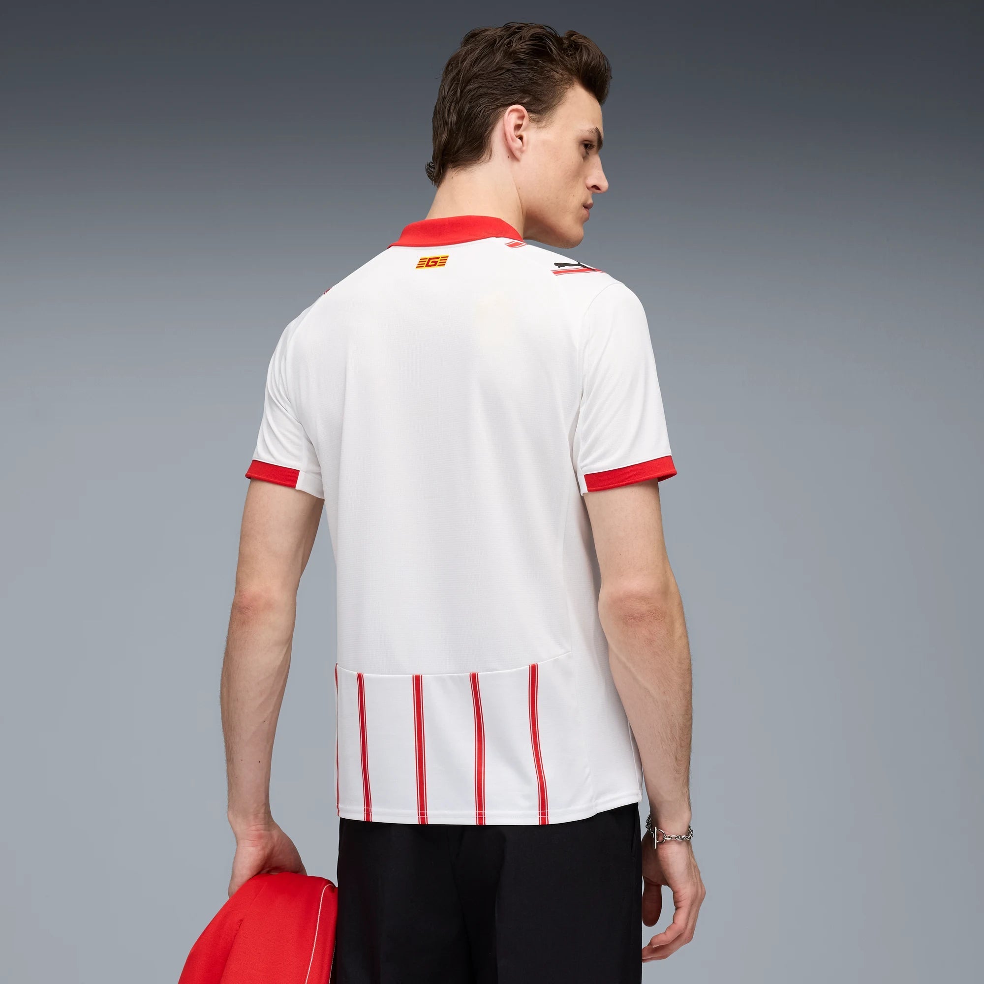 Puma 2025-26 Girona Men's Stadium Home Soccer Jersey (Model - Back)