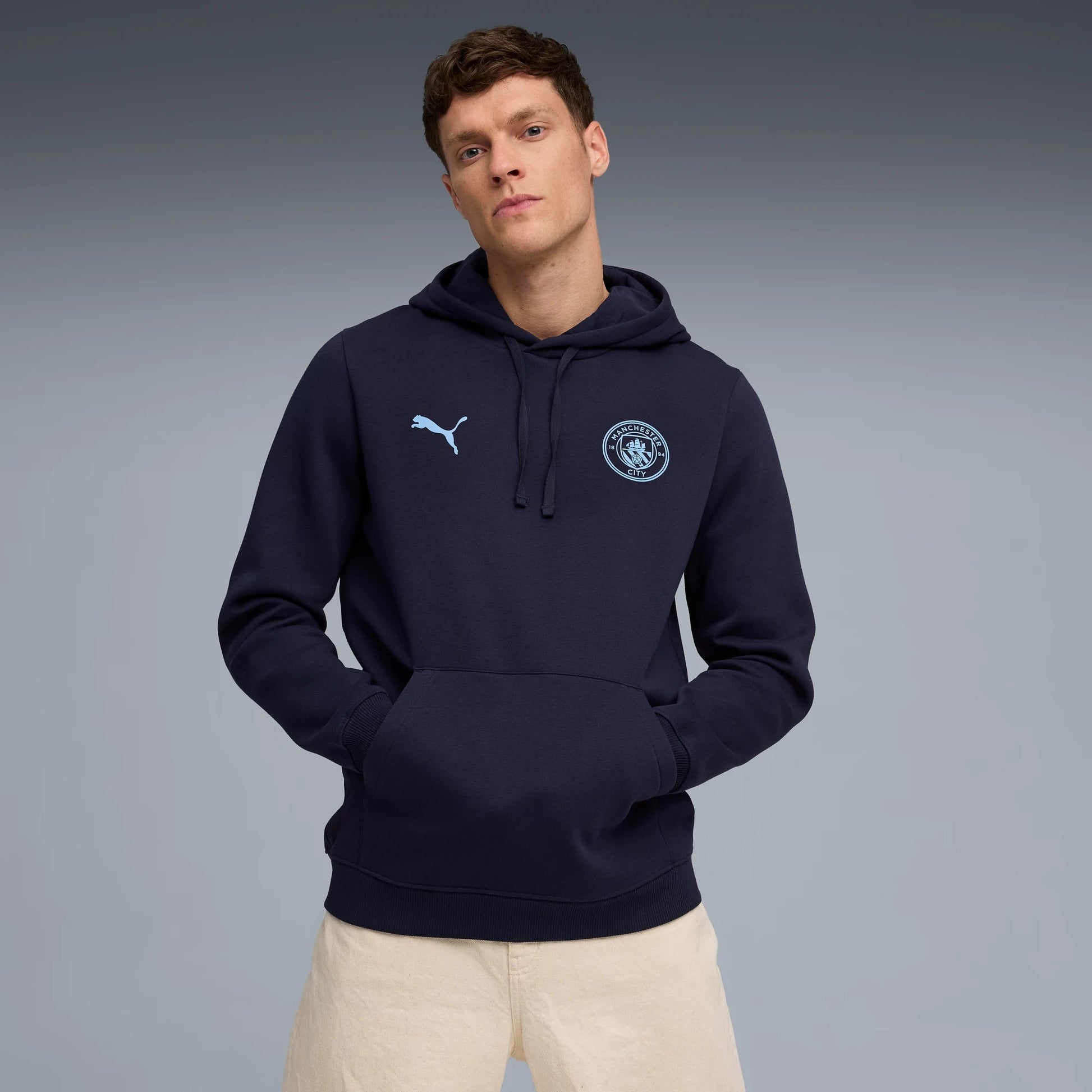 Puma 2025-26 Manchester City Men's FTBLESS Hoodie (Model - Front)