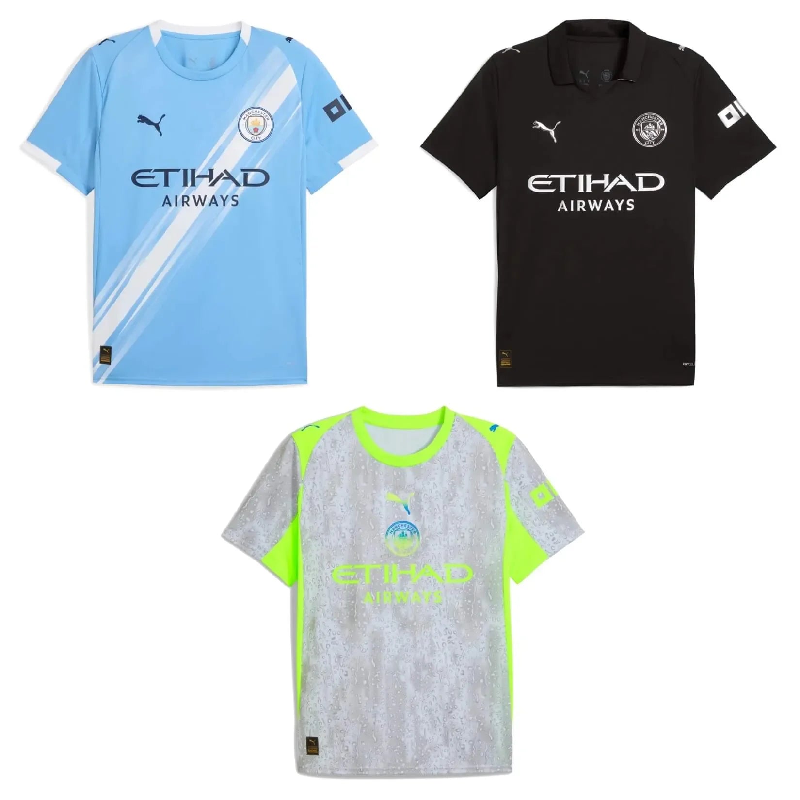 Puma 2025-26 Manchester City Men's Home/Away/Third Jersey Bundle