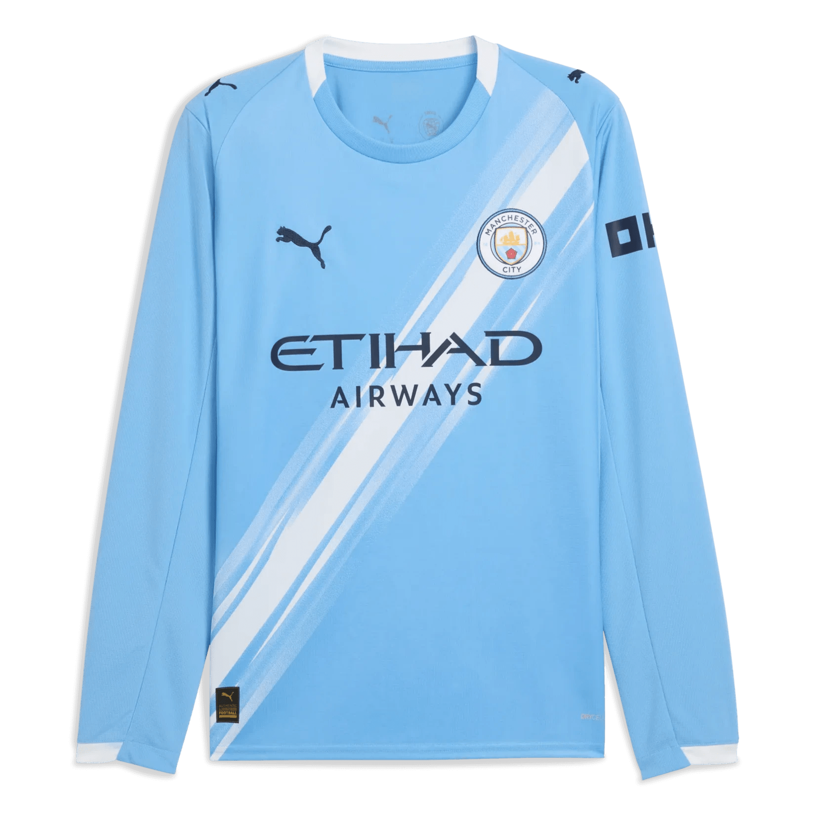 Puma 2025-26 Manchester City Men's Stadium Home Long-Sleeve Soccer Jersey (Front)