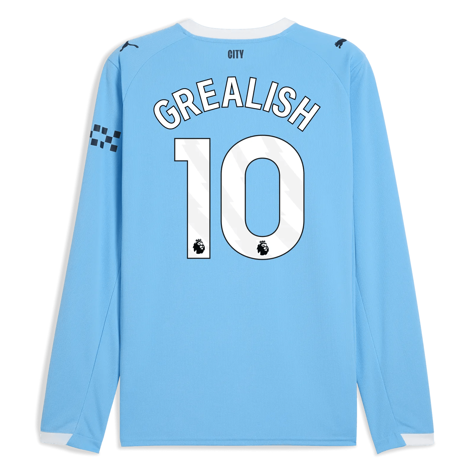 Puma 2025-26 Manchester City Men's Stadium Home Long-Sleeve Soccer Jersey (Grealish)