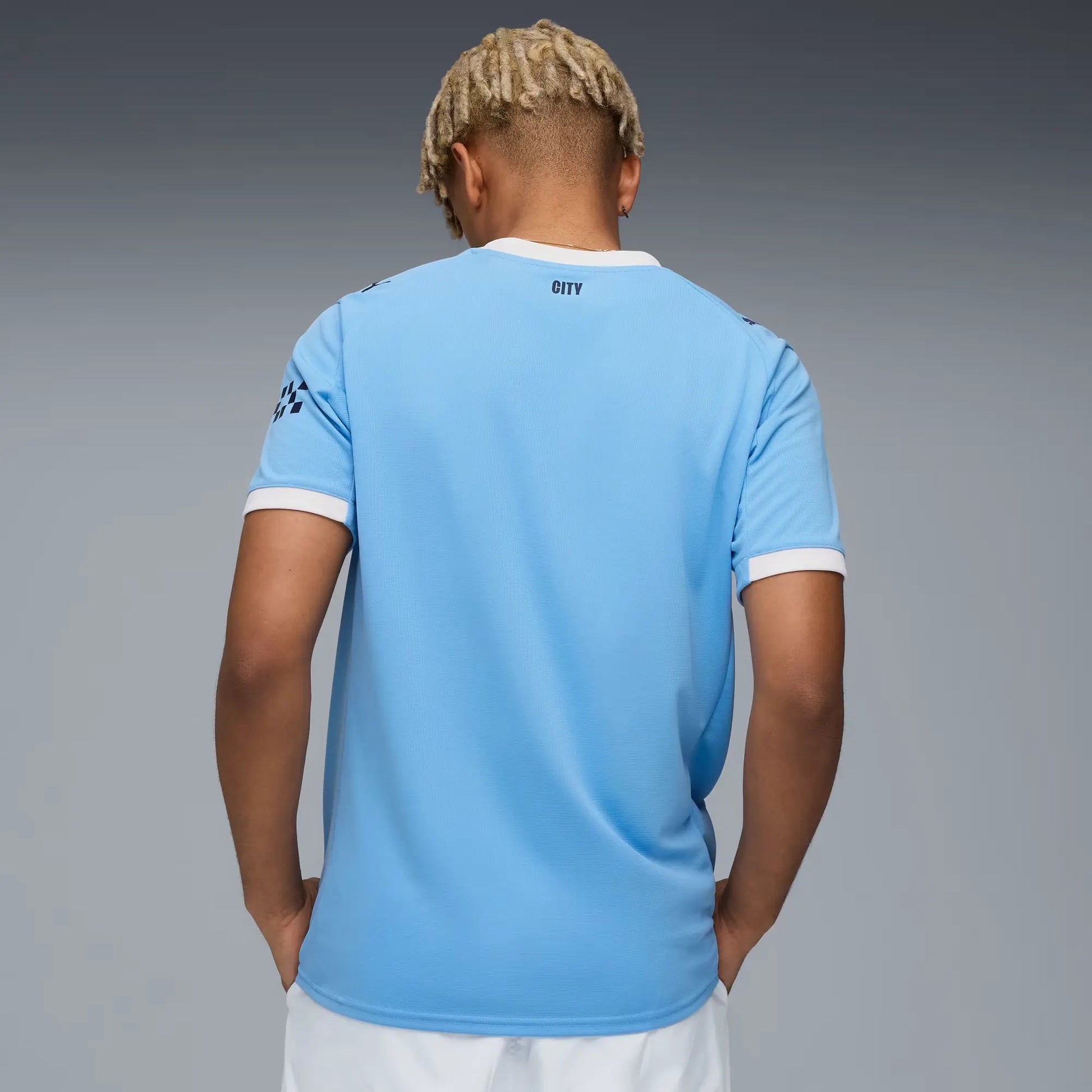 Puma 2025-26 Manchester City Men's Stadium Home Soccer Jersey (Model - Back)