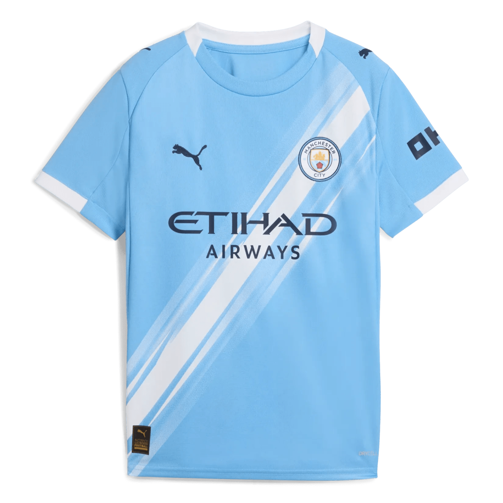 Puma 2025-26 Manchester City Youth Stadium Home Soccer Jersey (Front)