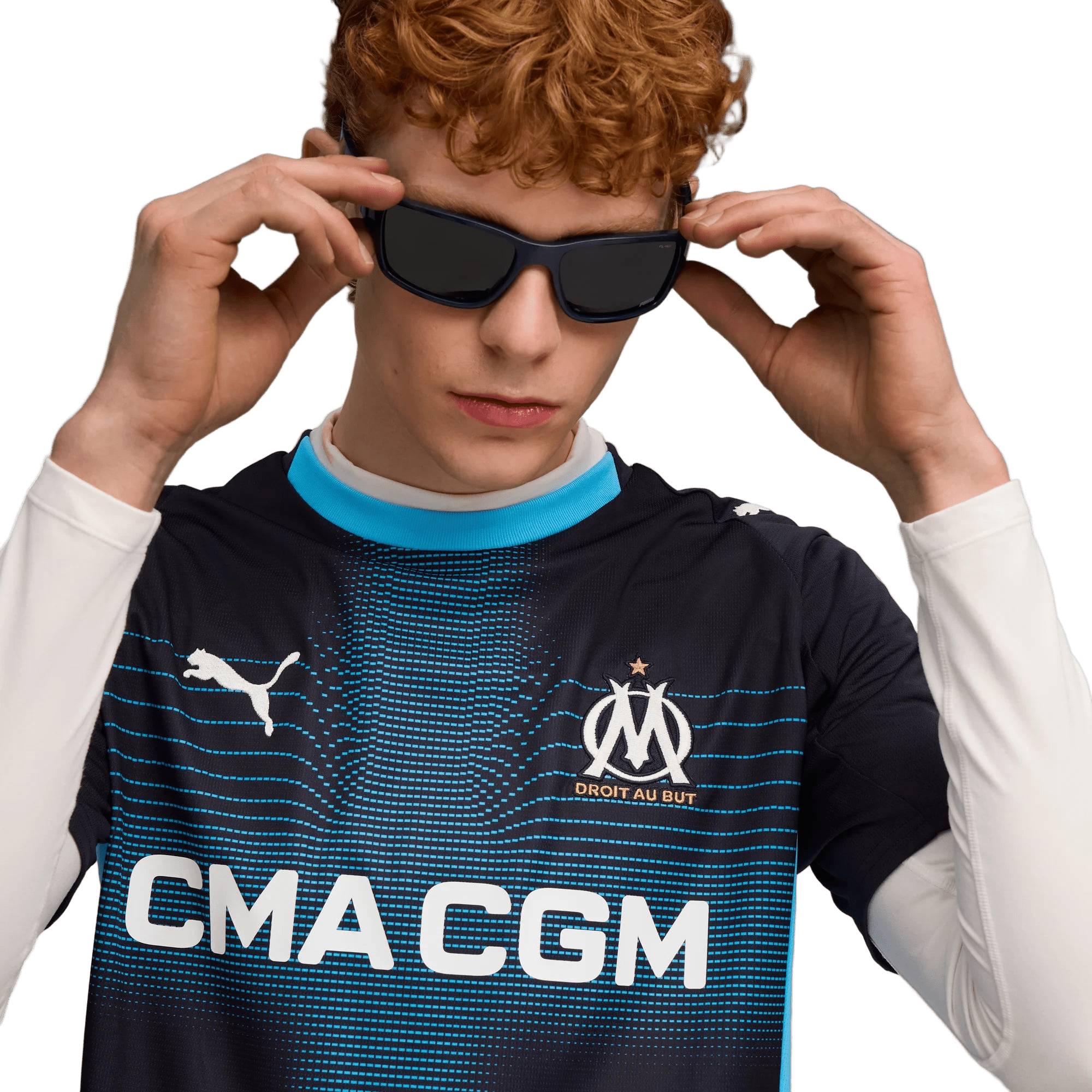 Puma 2025-26 Olympique de Marseille Men's Stadium Away Soccer Jersey (Detail 1)