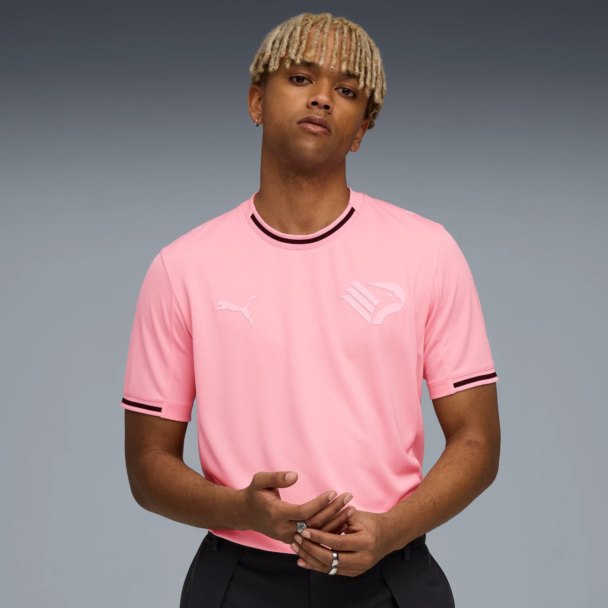 Puma 2025-26 Palermo Men's Stadium Home Soccer Jersey (Model - Front)