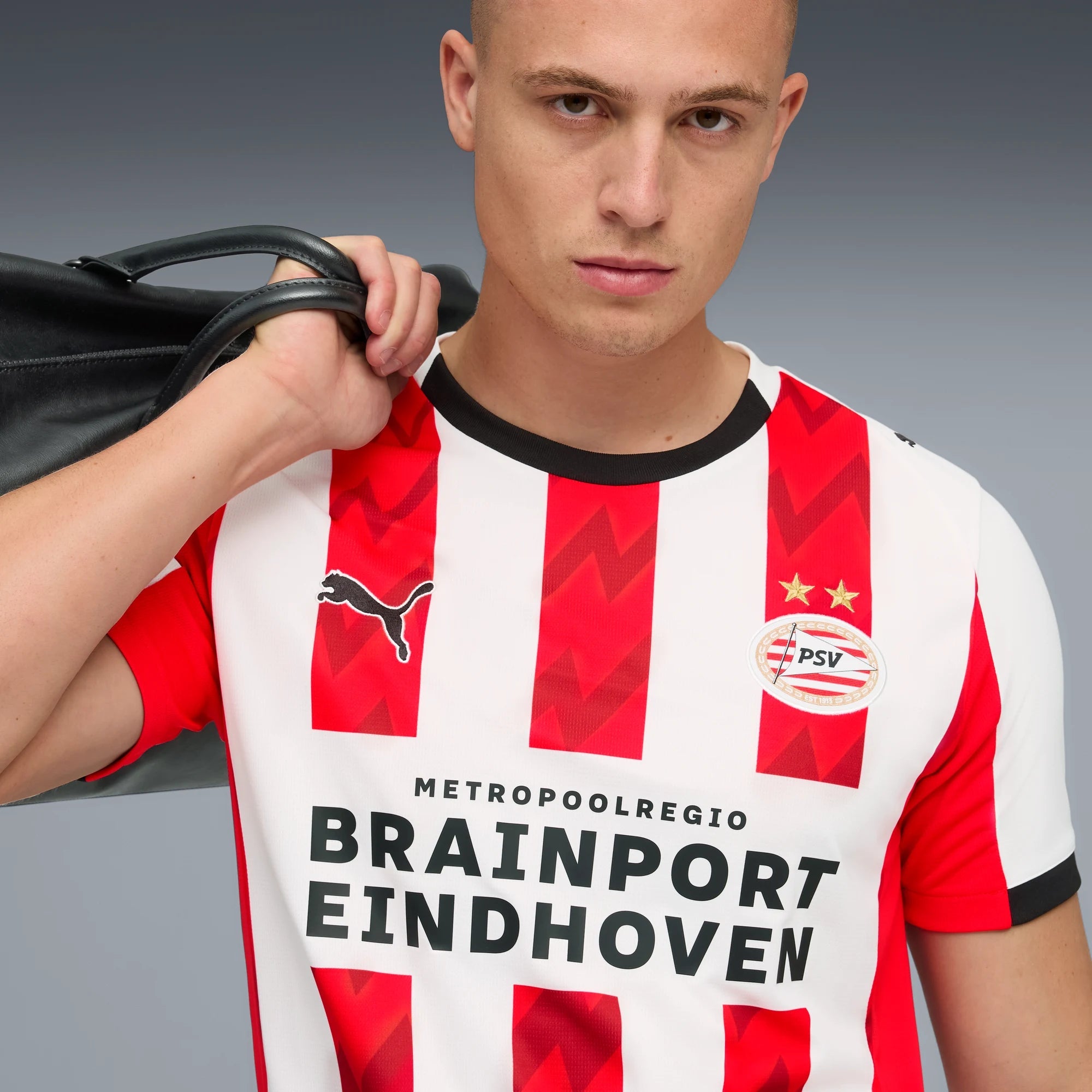 Puma 2025-26 PSV Men's Stadium Home Soccer Jersey (Detail 1)