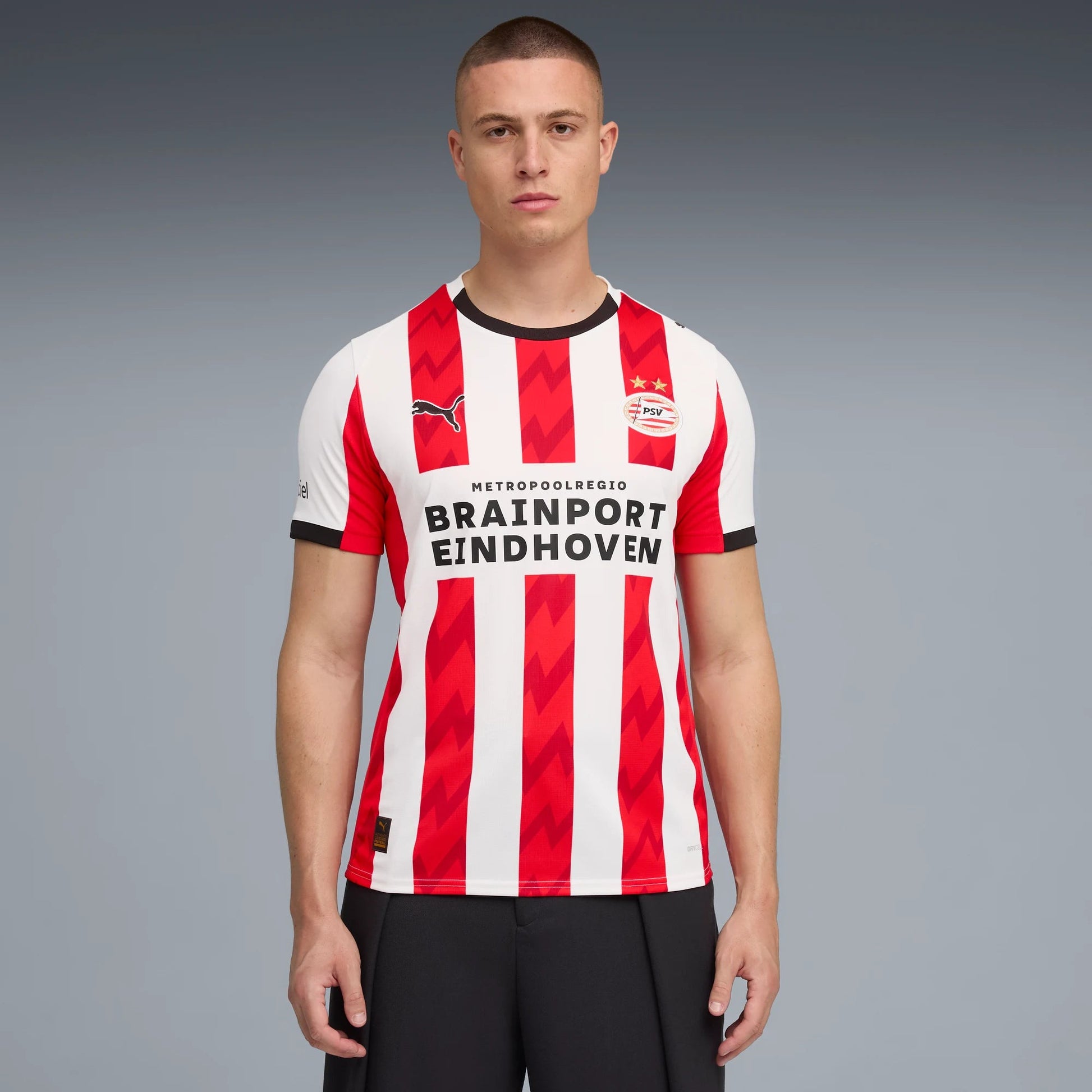 Puma 2025-26 PSV Men's Stadium Home Soccer Jersey (Model - Front)