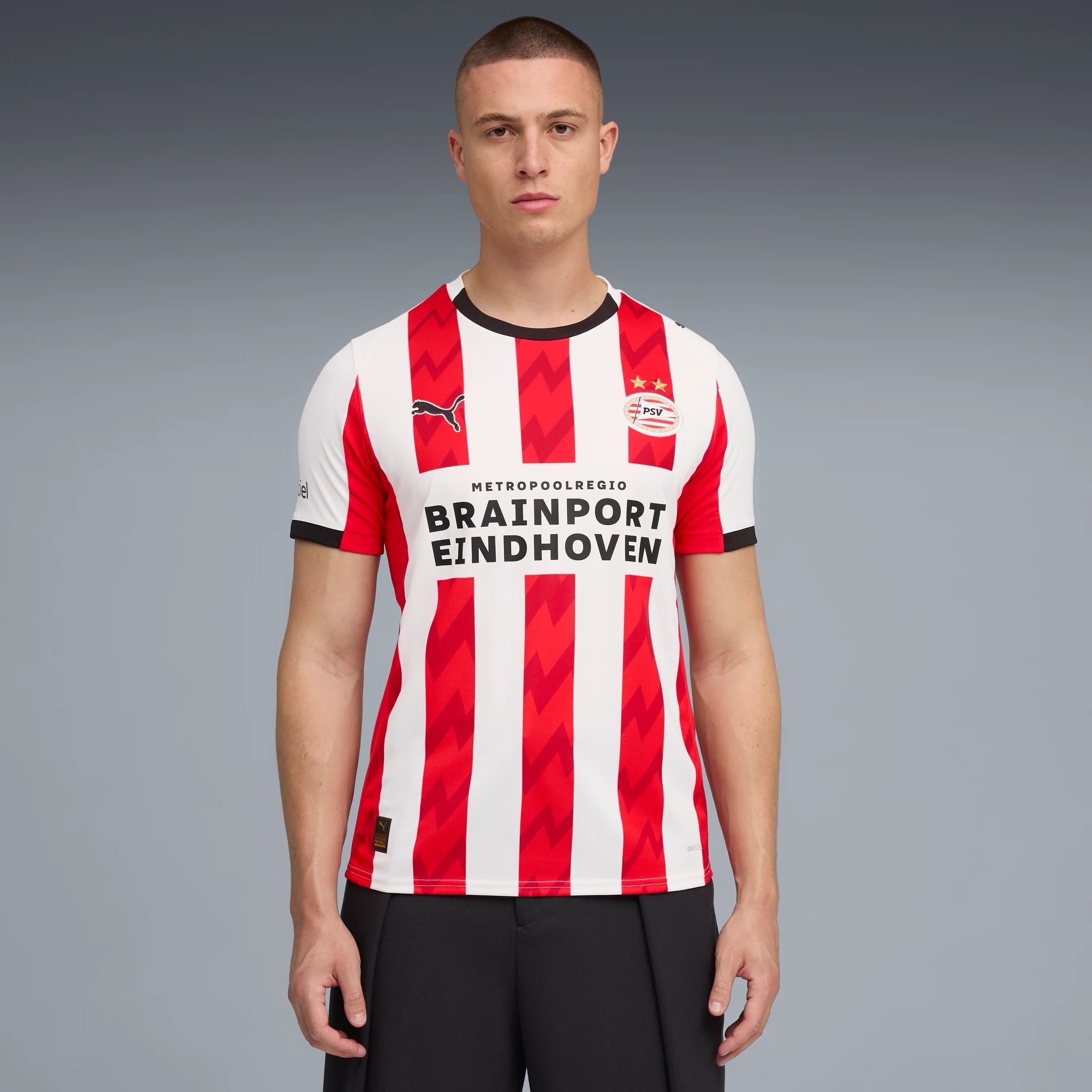 Puma 2025-26 PSV Men's Stadium Home Soccer Jersey (Model - Front)