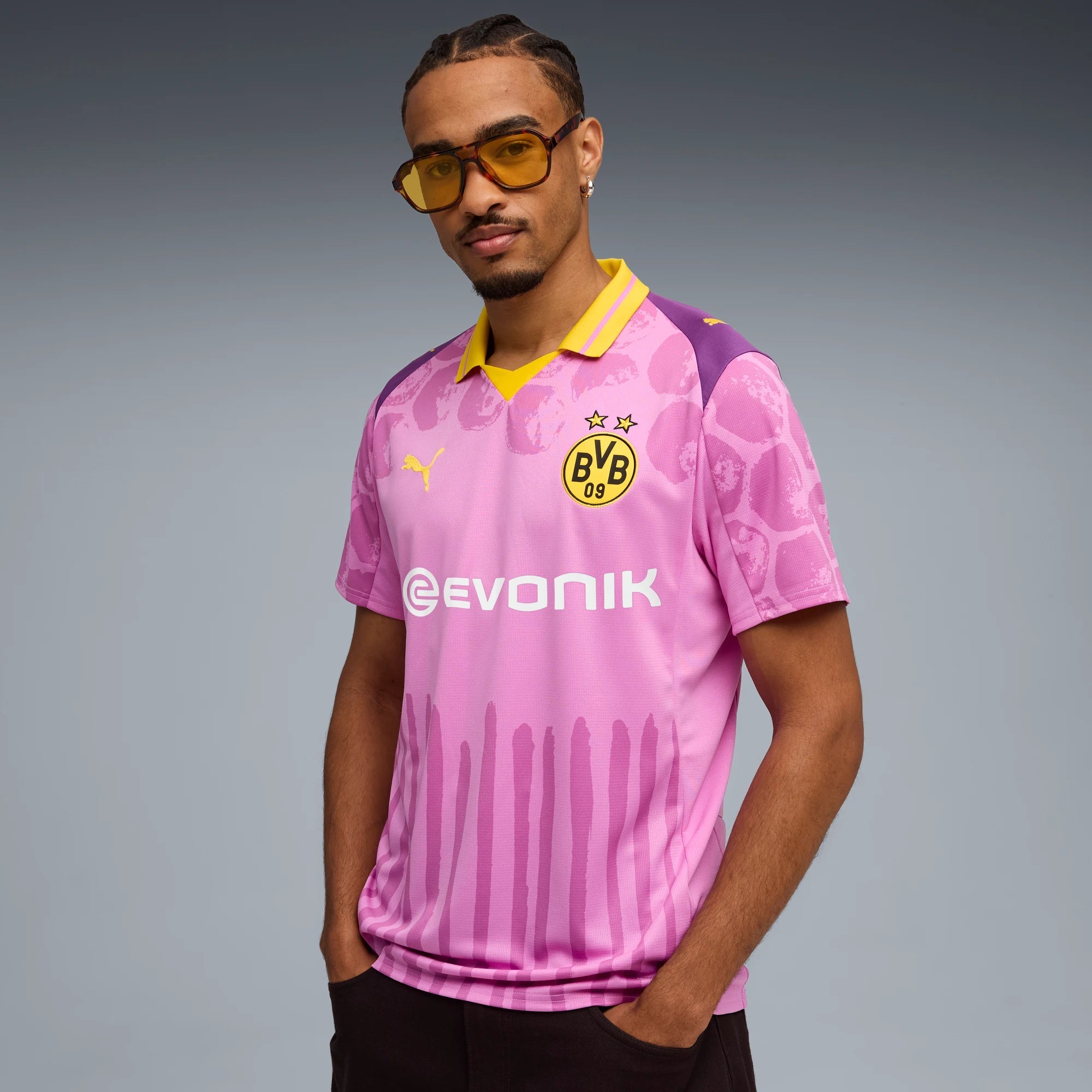 Puma 2025 Borussia Dortmund Men's Club World Cup KidSuper Stadium Soccer Jersey (Model - Front)