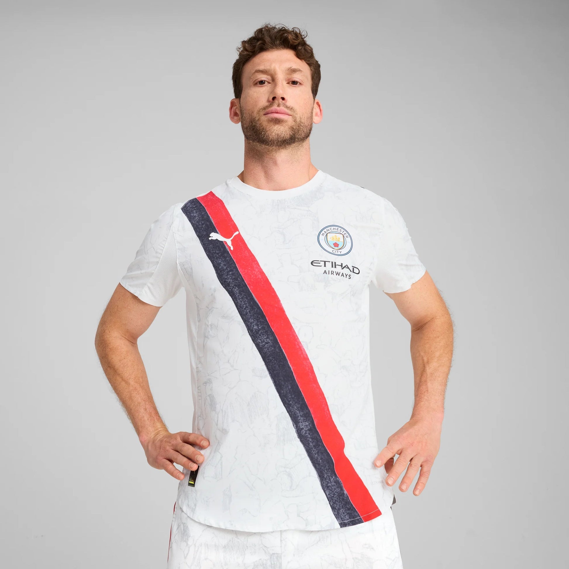 Puma 2025 Manchester City Men's Club World Cup KidSuper Authentic Home Soccer Jersey (Model - Front)