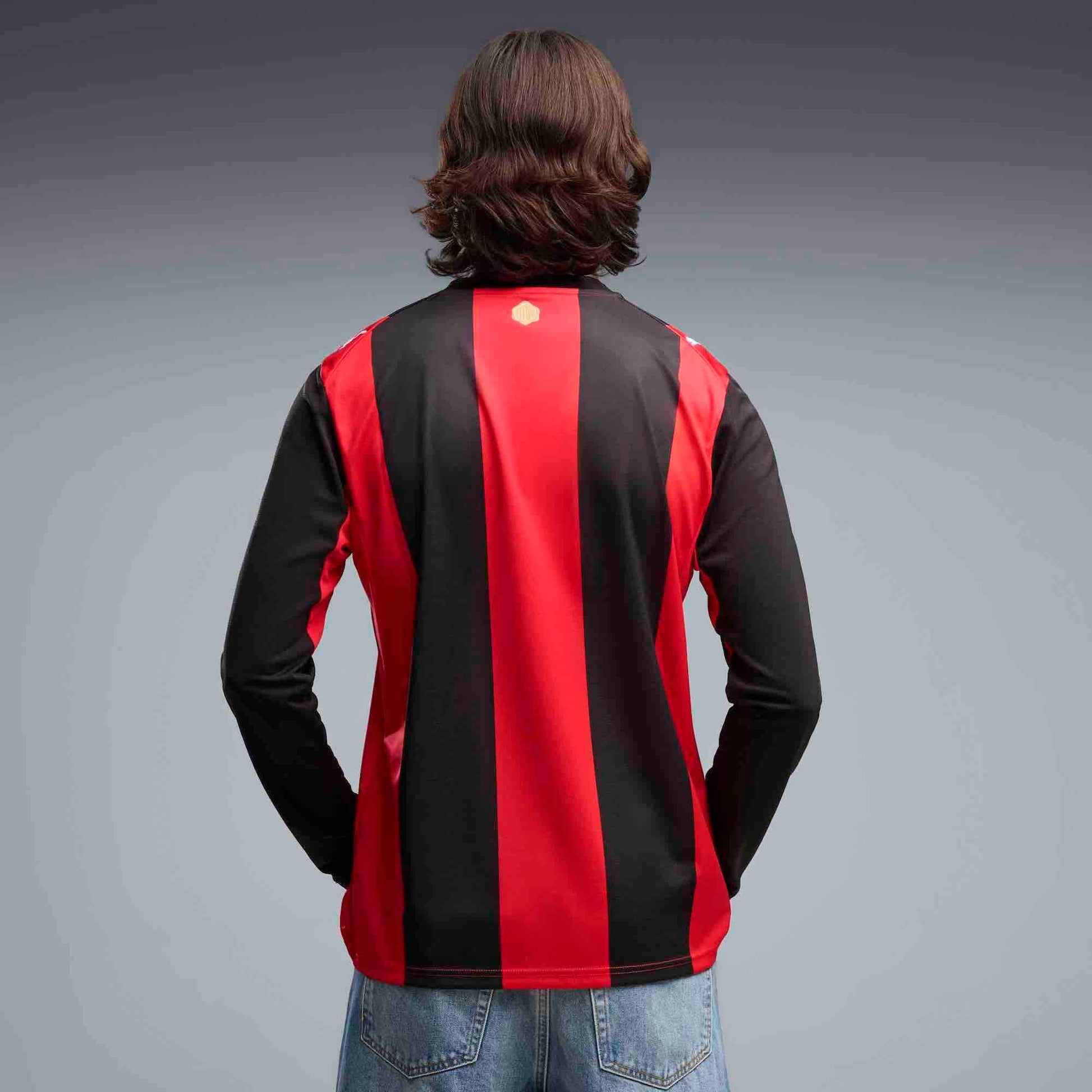 Puma 2026-27 AC Milan Men's Stadium Home Long-Sleeve Soccer Jersey (Model - Back)
