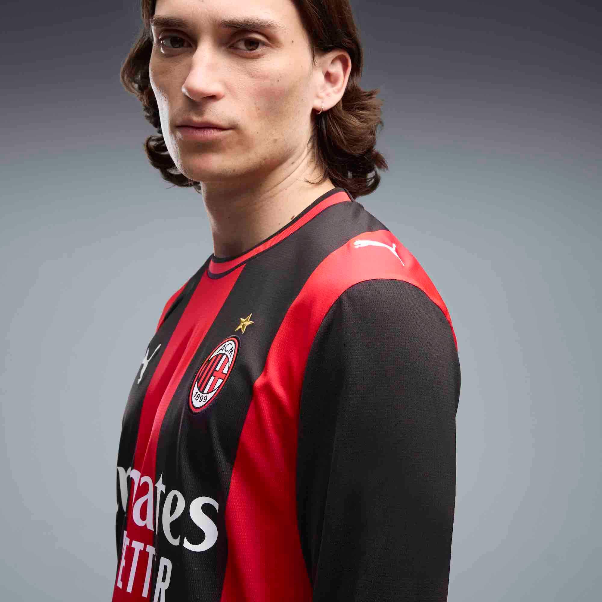 AC Milan ストライプユニフォームMサイズ Puma 2026-27 AC Milan Men's Stadium Home Long-Sleeve Soccer Jersey