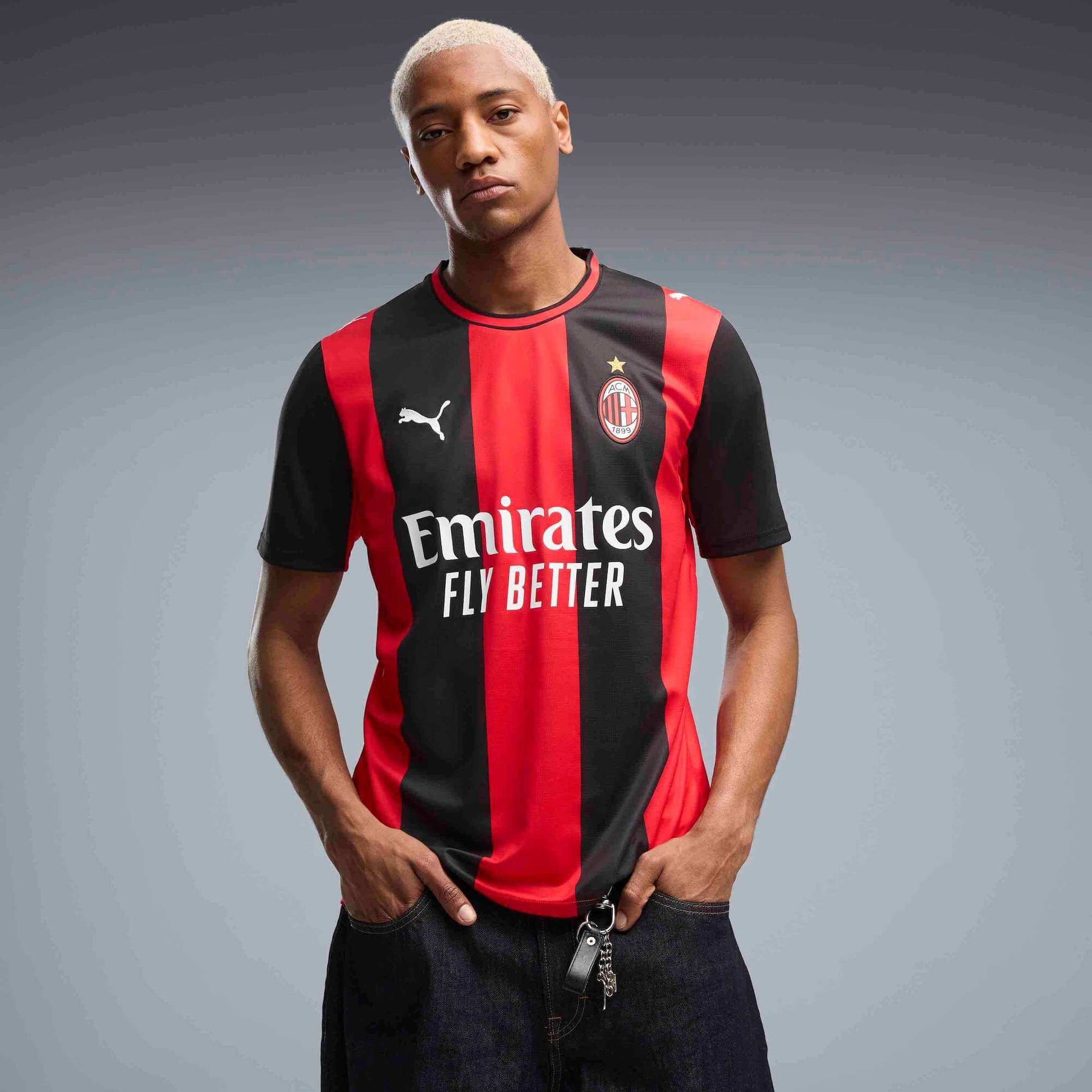 Puma 2026-27 AC Milan Men's Stadium Home Soccer Jersey (Model - Front)