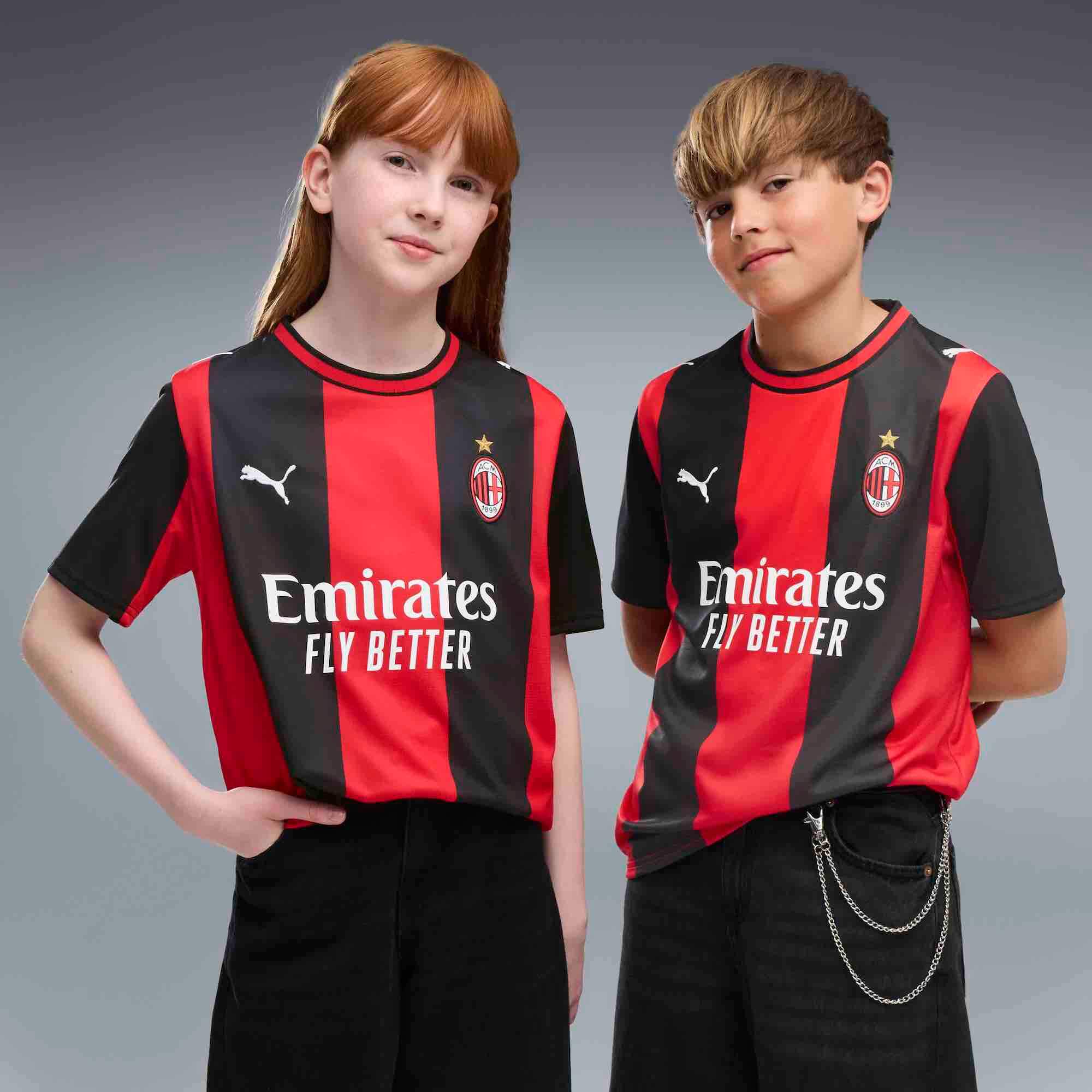 Puma 2026-27 AC Milan Youth Stadium Home Soccer Jersey (Models - Front)