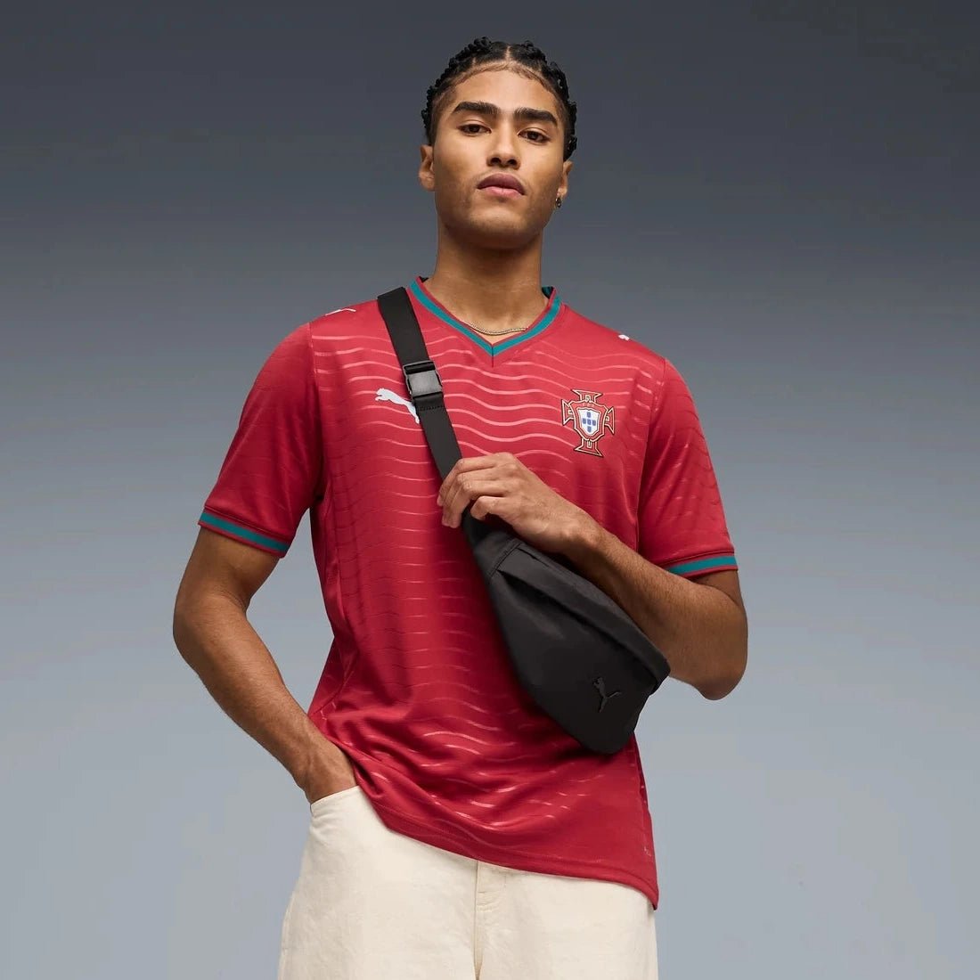 Puma 2026 Portugal Men's Stadium Home Soccer Jersey (Model - Front)
