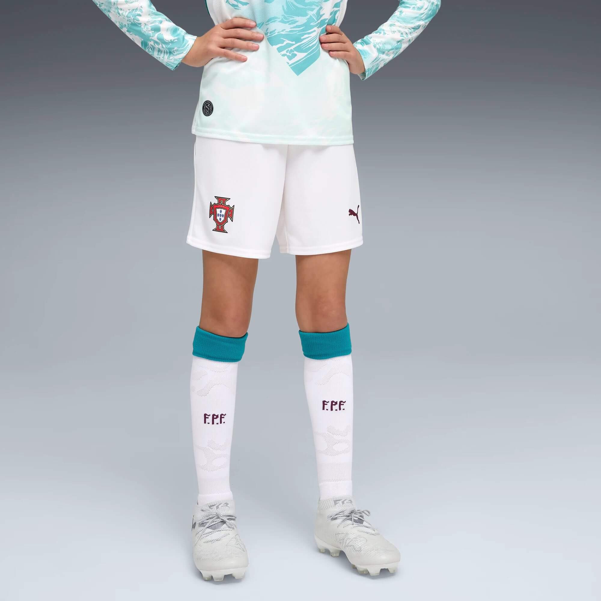 Puma 2026 Portugal Youth Stadium Shorts (Model - Front)