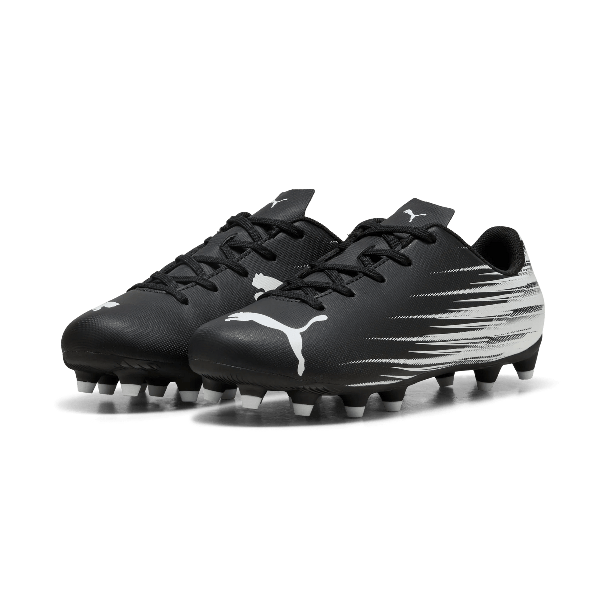 Puma Kid's Attacanto II Firm/Artificial Grounds Soccer Cleats Puma Black-Puma White (Pair - Lateral)