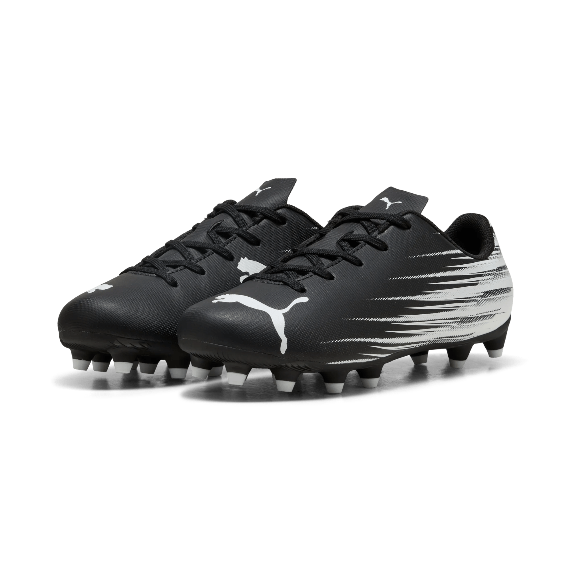 Puma Kid's Attacanto II Firm/Artificial Grounds Soccer Cleats Puma Black-Puma White (Pair - Lateral)
