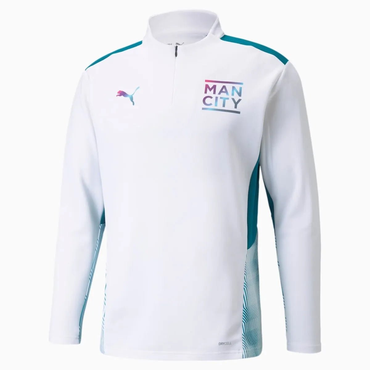 Puma Manchester City 2021-22 Quarter Training Zip Top - White-Ocean