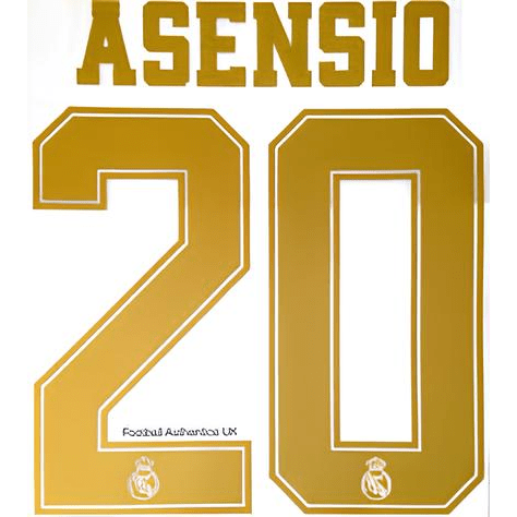 Real Madrid 2019/20 Home Asensio #20 Jersey Name Set