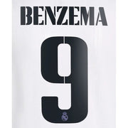 Real Madrid 2022/23 Home Benzema #9 Jersey Name Set