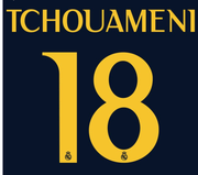 Real Madrid 2023/24 Away Tchouameni #18 Youth Jersey Name Set
