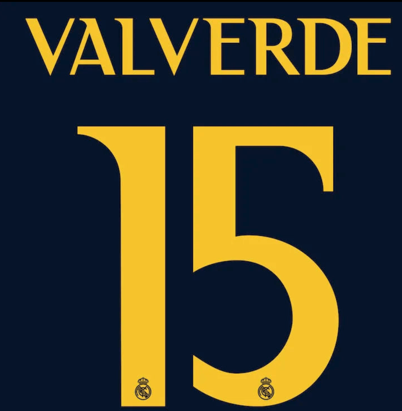 Real Madrid 2023/24 Away Valverde #15 Youth Jersey Name Set