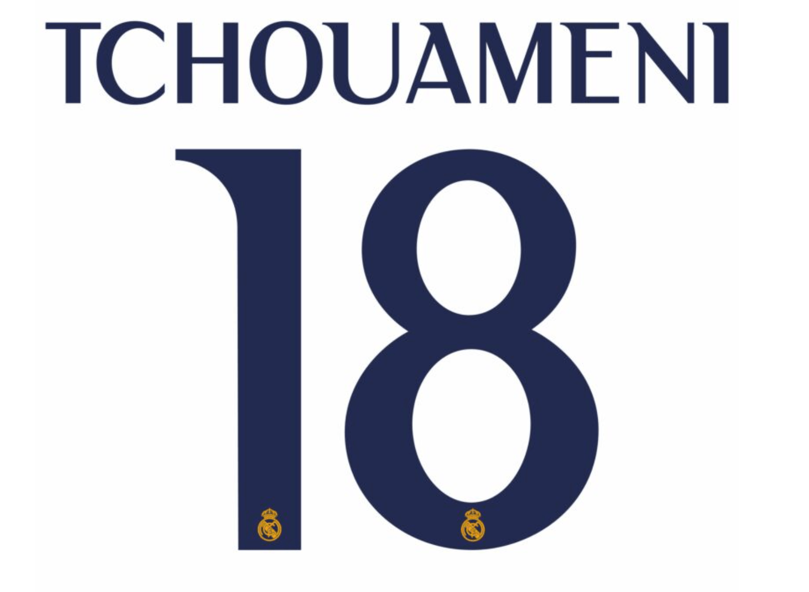 Real Madrid 2023/24 Home Tchouameni #18 Youth Jersey Name Set