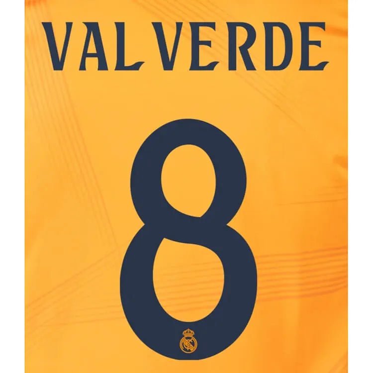 Real Madrid 2024-25 Away VALVERDE #8 Official Name Set (Back)