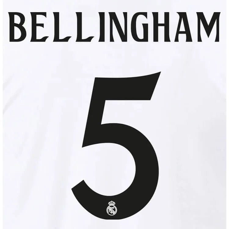Real Madrid 2024/25 Home Bellingham #5 Youth Jersey Name Set