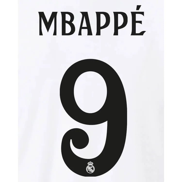 Real Madrid 2024/25 Home MBAPPE #9 Youth Official Name Set (Back)