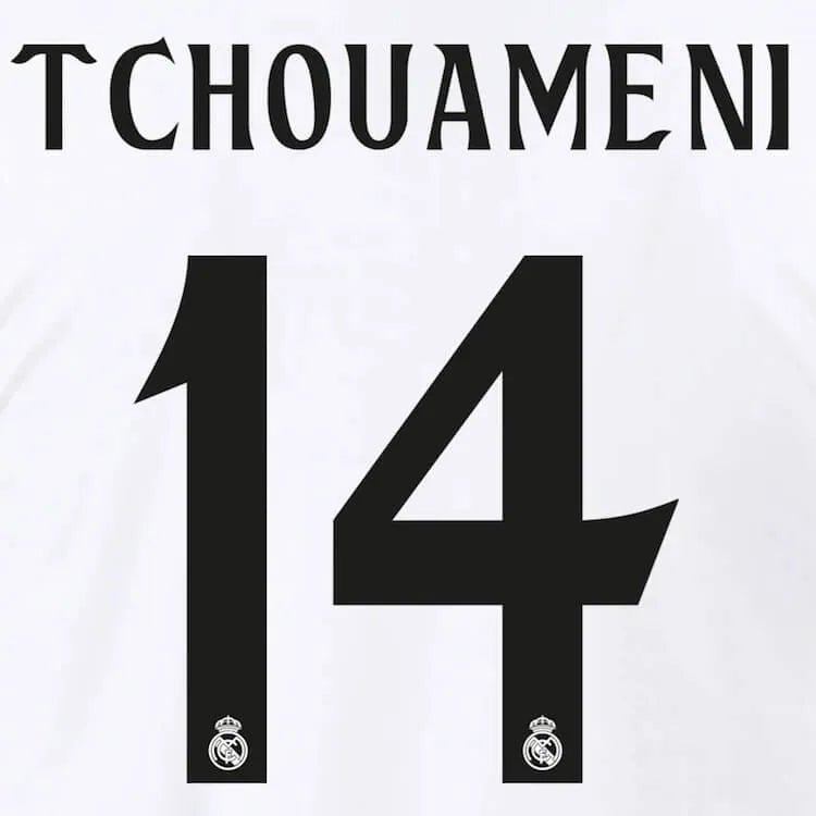 Real Madrid 2024_25 Home Tchouameni #14 Jersey Name Set (Back)
