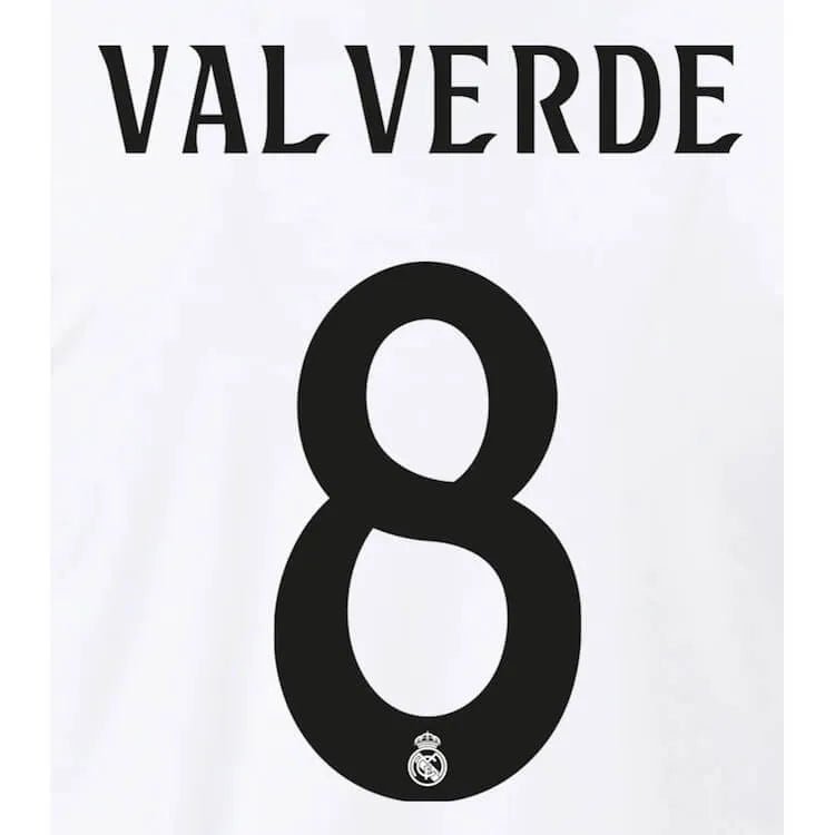 Real Madrid 2024/25 Home Valverde #8 Jersey Name Set