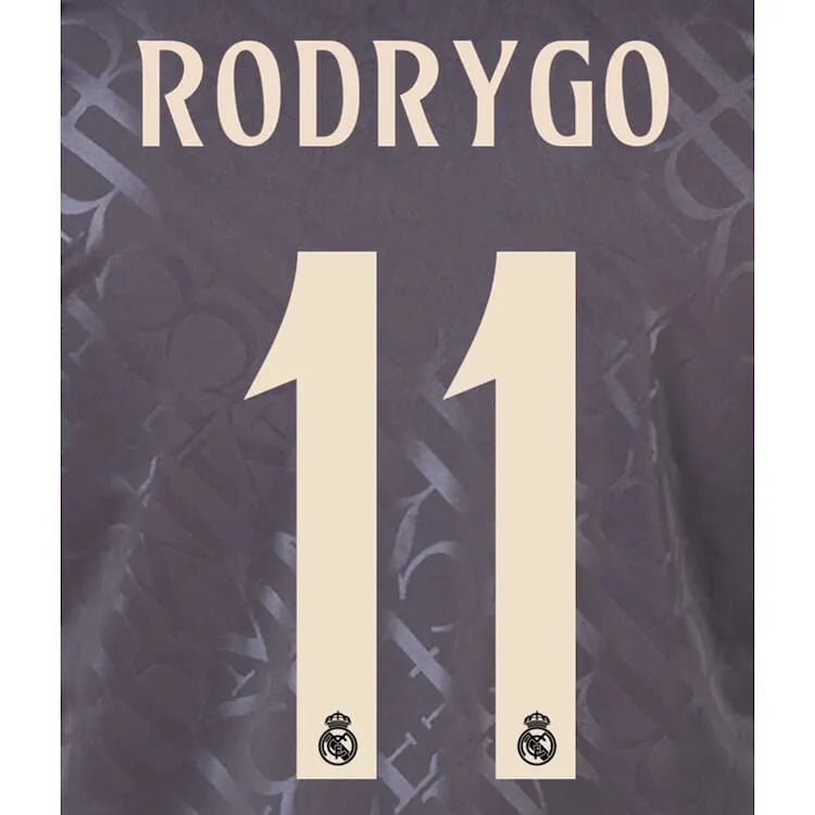 Real Madrid 2024_25 Third RODRYGO #11 Official Name Set (CL Version) (Back)