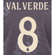 Real Madrid 2024_25 Third VALVERDE #8 Official Name Set (CL Version) (Back)