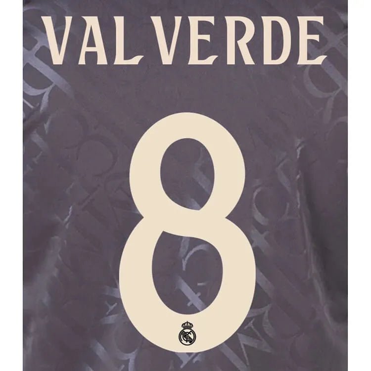 Real Madrid 2024_25 Third VALVERDE #8 Official Name Set (CL Version) (Back)