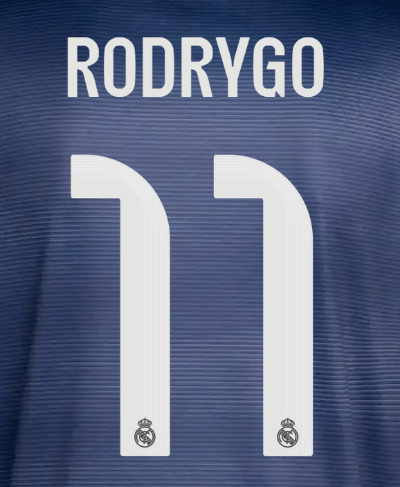 Real Madrid 2025/26 Away RODRYGO #11 Youth Official Name Set