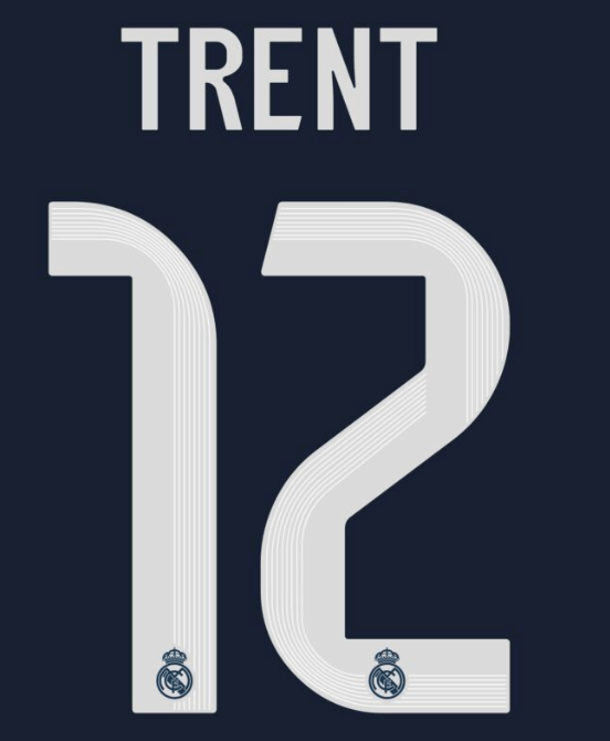 Real Madrid 2025/26 Away TRENT #12 Official Name Set