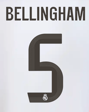 Real Madrid 2025/26 Home BELINGHAM #5 Youth Official Name Set