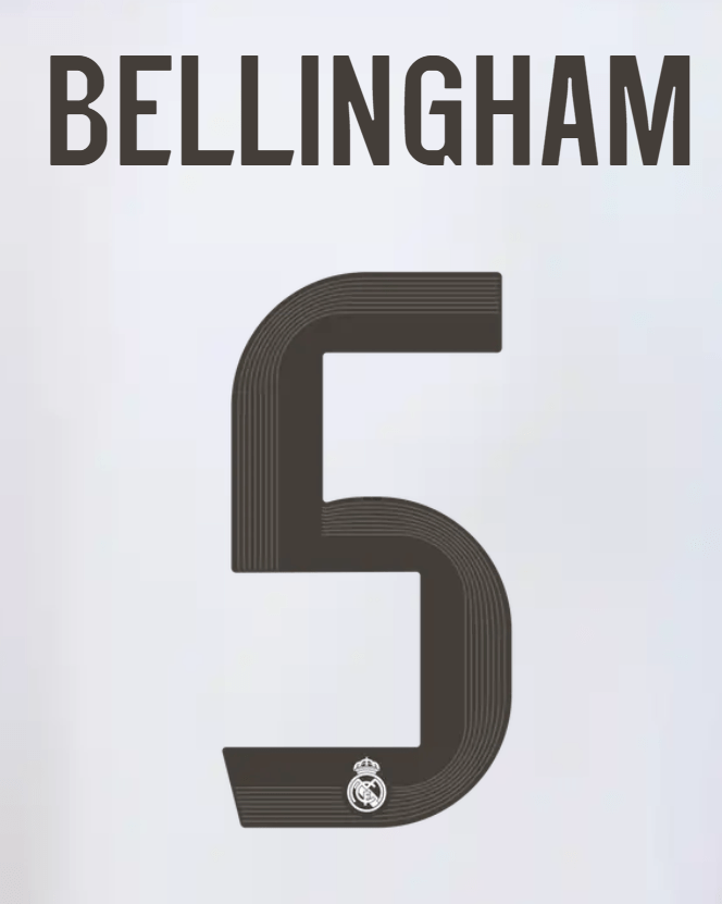 Real Madrid 2025/26 Home BELINGHAM #5 Youth Official Name Set
