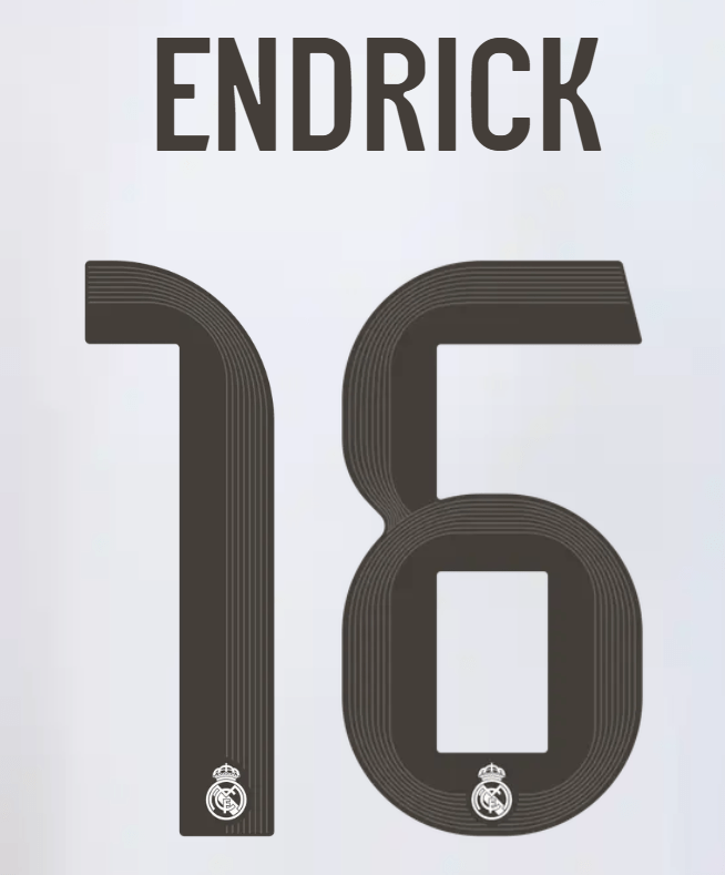 Real Madrid 2025/26 Home ENDRICK #19 Youth Official Name Set