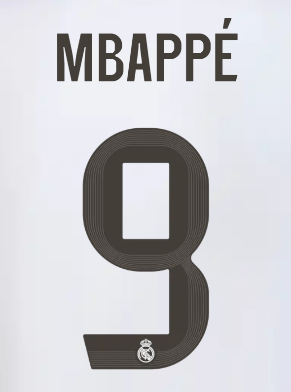Real Madrid 2025/26 Home MBAPPE #9 Youth Official Name Set