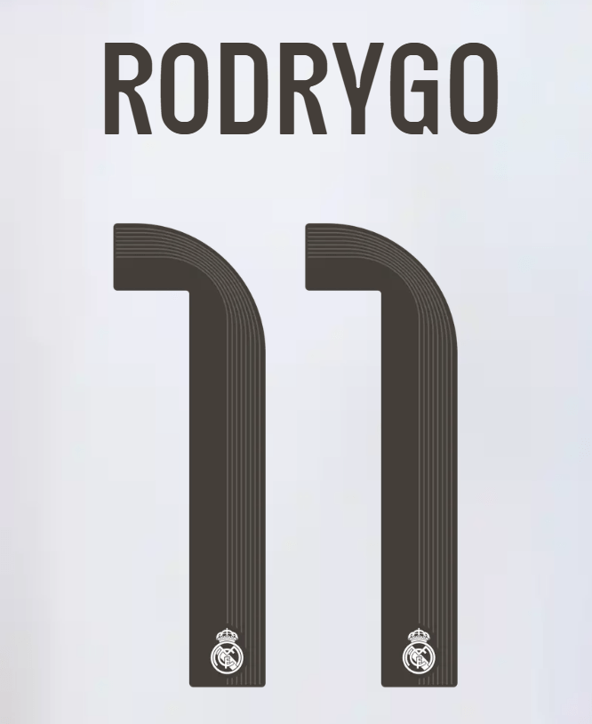Real Madrid 2025/26 Home RODRYGO #11 Official Name Set