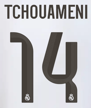 Real Madrid 2025/26 Home Tchouameni #14 Jersey Name Set