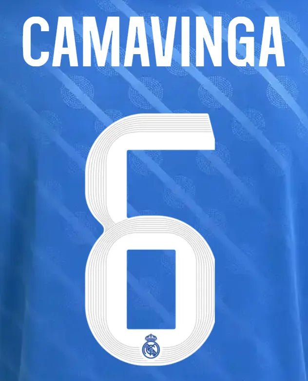 Real Madrid 2025/26 Third CAMAVINGA #6 Official Name Set (CL Version)