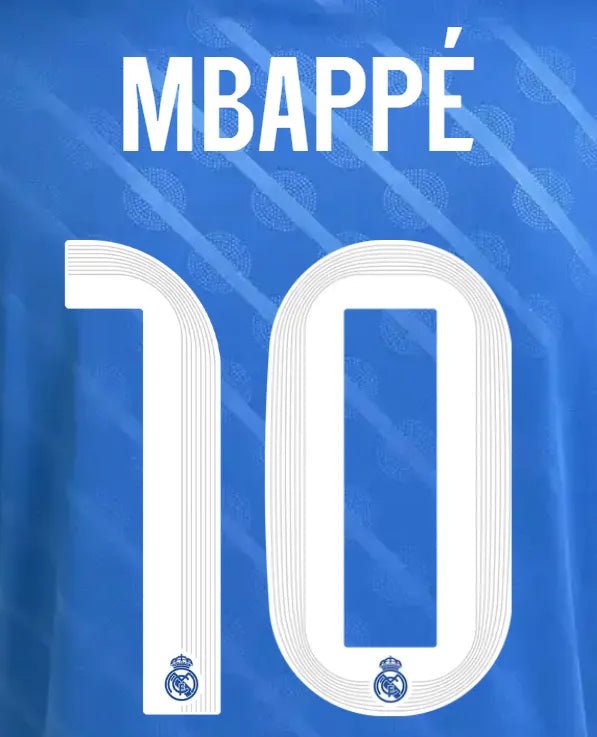 Real Madrid 2025/26 Third MBAPPE #10 Youth Official Name Set (CL Version)