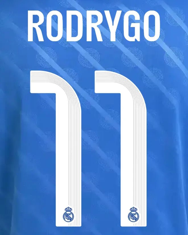 Real Madrid 2025/26 Third RODRYGO #11 Youth Official Name Set (CL Version)
