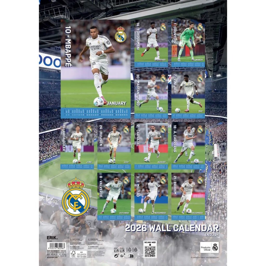Real Madrid 2026 Official Calendar (Back)