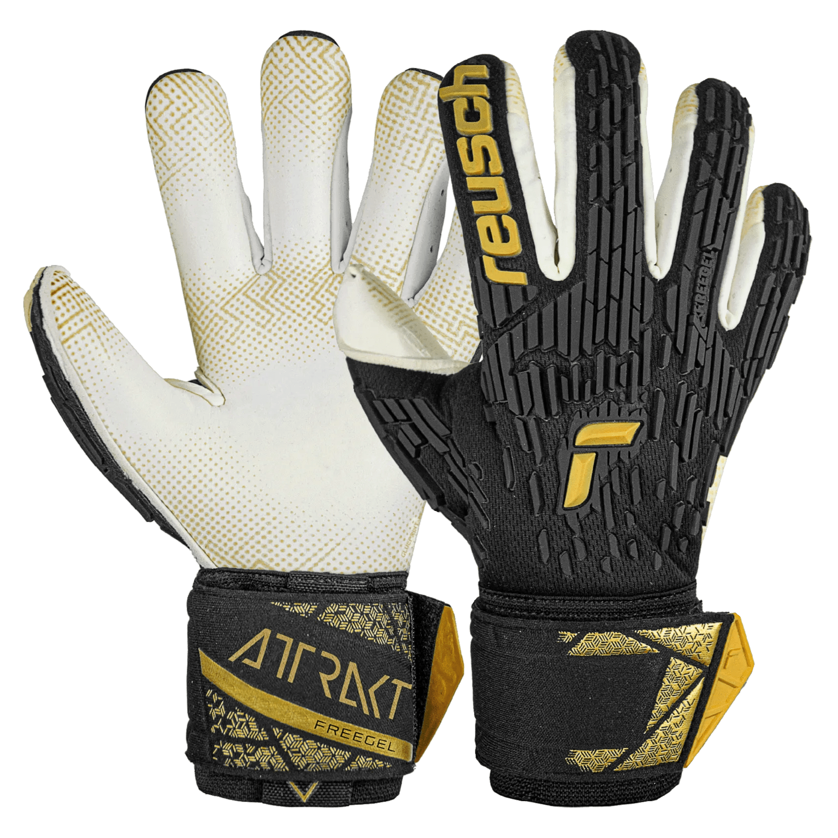 Reusch Atrrakt Freegel Gold X Glueprint FS Goalkeeper Gloves Black - Gold (Pair)