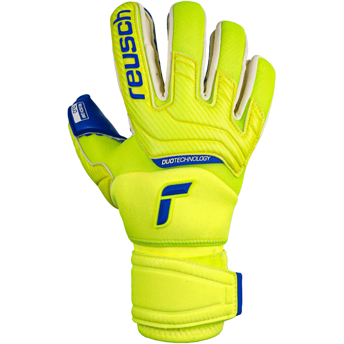 Reusch Attrakt Duo Ortho-Tec Goalkeeper Gloves - Volt-Blue (Single - Outer)